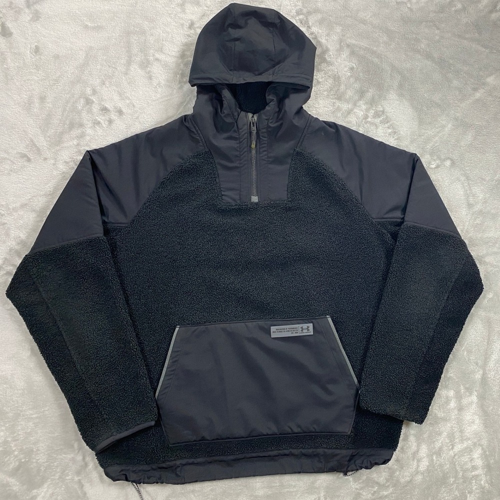 Under Armour Mission Boucle 1/4 Zip Anorak Hoodie Men's XL Black Fleece Outdoor